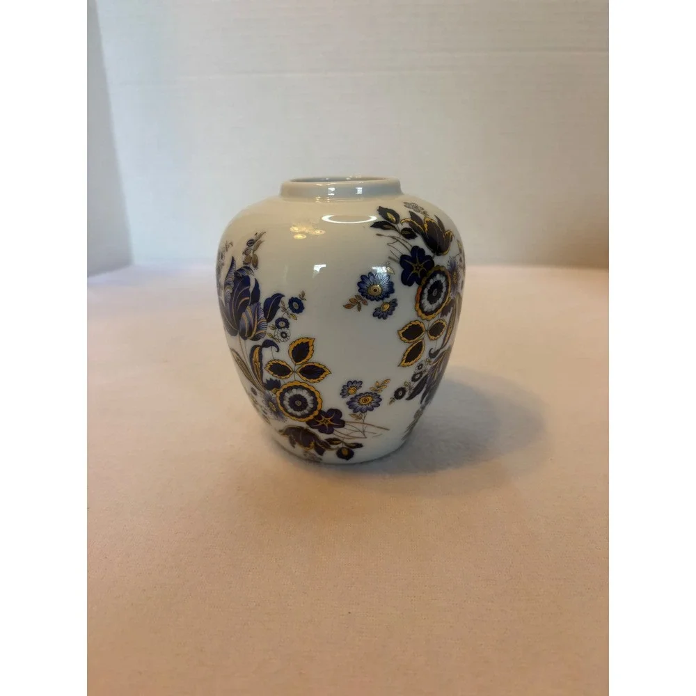 Zsolnay Hungary Porcelain Vase Cobalt Blue Gold Floral La Belle Marre 1983 4.5